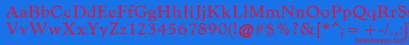GoudyHandtooledAtt Font – Red Fonts on Blue Background