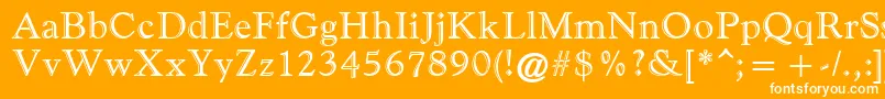 GoudyHandtooledAtt-Schriftart – Weiße Schriften auf orangefarbenem Hintergrund