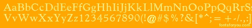 GoudyHandtooledAtt-Schriftart – Gelbe Schriften auf orangefarbenem Hintergrund