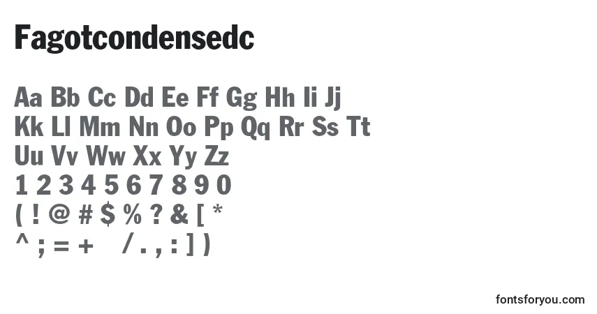 Шрифт Fagotcondensedc – алфавит, цифры, специальные символы