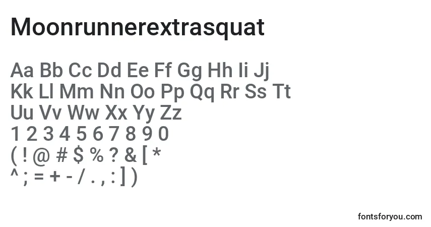Czcionka Moonrunnerextrasquat – alfabet, cyfry, specjalne znaki