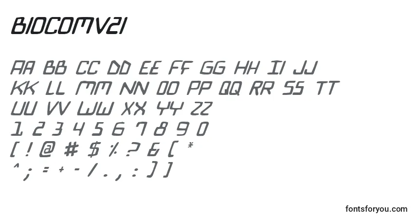 Czcionka Biocomv2i – alfabet, cyfry, specjalne znaki
