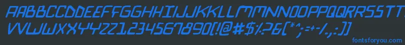 フォントBiocomv2i – 黒い背景に青い文字