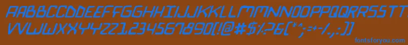 フォントBiocomv2i – 茶色の背景に青い文字