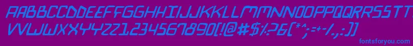 フォントBiocomv2i – 紫色の背景に青い文字