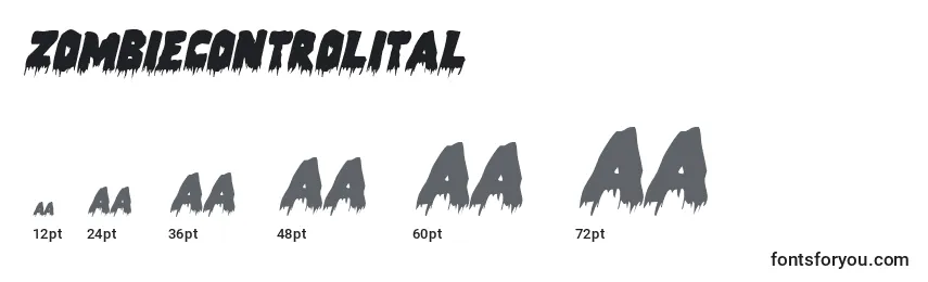 Zombiecontrolital Font Sizes