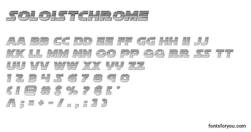 Czcionka Soloistchrome – alfabet, cyfry, specjalne znaki
