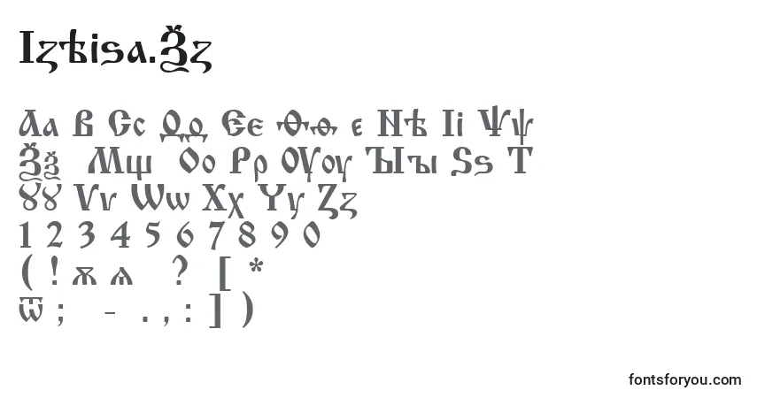 Fuente Izhitsa.Kz - alfabeto, números, caracteres especiales