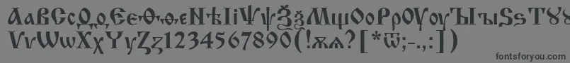 フォントIzhitsa.Kz – 黒い文字の灰色の背景