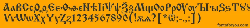 Шрифт Izhitsa.Kz – чёрные шрифты на оранжевом фоне