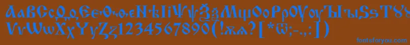 Fonte Izhitsa.Kz – fontes azuis em um fundo marrom