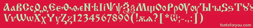 Шрифт Izhitsa.Kz – зелёные шрифты на красном фоне