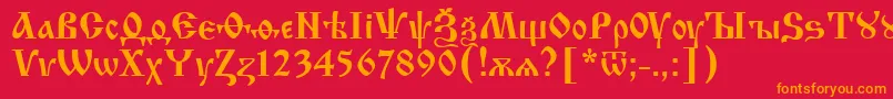 Saiba mais sobre a fonte Izhitsa.Kz Fonte Izhitsa.Kz – fontes laranjas em um fundo vermelho