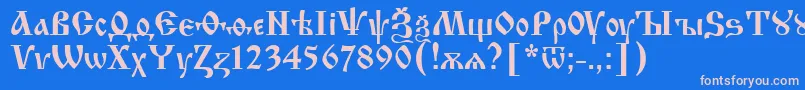 Fonte Izhitsa.Kz – fontes rosa em um fundo azul