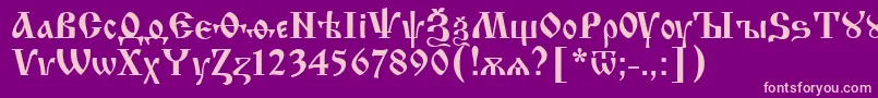 Weitere Informationen zur Izhitsa.Kz-Schriftart Izhitsa.Kz-Schriftart – Rosa Schriften auf violettem Hintergrund