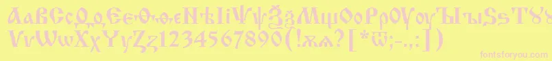 Izhitsa.Kz Font – Pink Fonts on Yellow Background