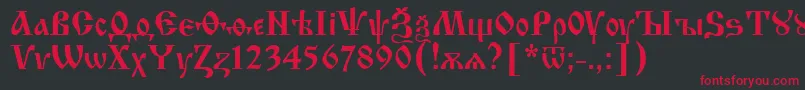 Izhitsa.Kz Font – Red Fonts on Black Background