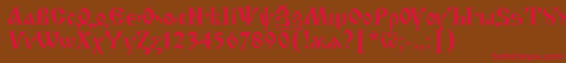 Izhitsa.Kz-Schriftart – Rote Schriften auf braunem Hintergrund