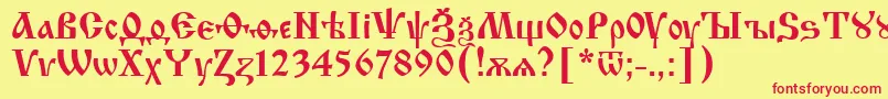 Izhitsa.Kz Font – Red Fonts on Yellow Background