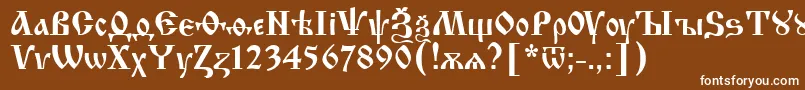 フォントIzhitsa.Kz – 茶色の背景に白い文字