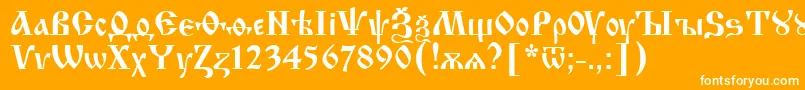 フォントIzhitsa.Kz – オレンジの背景に白い文字