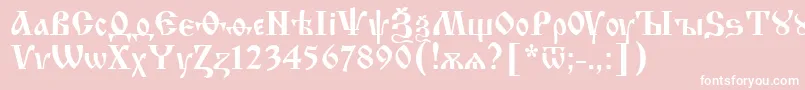 Izhitsa.Kz-Schriftart – Weiße Schriften auf rosa Hintergrund