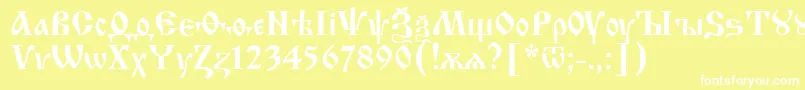 フォントIzhitsa.Kz – 黄色い背景に白い文字
