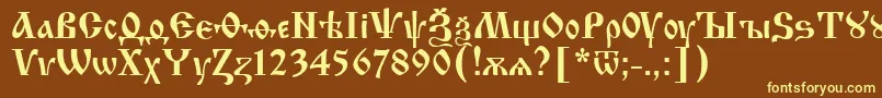 Шрифт Izhitsa.Kz – жёлтые шрифты на коричневом фоне