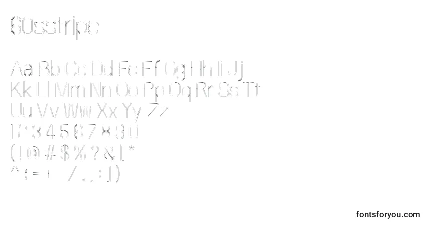 Schriftart 60sstripe (79827) – Alphabet, Zahlen, spezielle Symbole