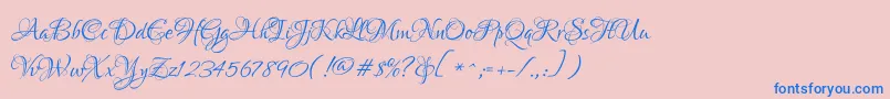 LoversquarrelRegular-Schriftart – Blaue Schriften auf rosa Hintergrund