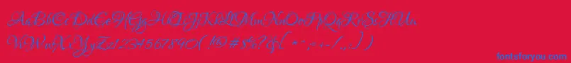 LoversquarrelRegular Font – Blue Fonts on Red Background