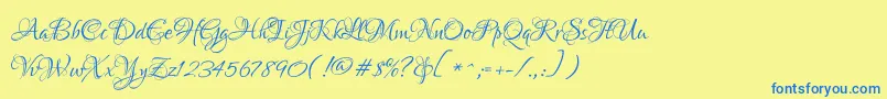 LoversquarrelRegular Font – Blue Fonts on Yellow Background