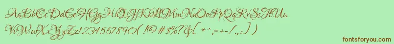 LoversquarrelRegular Font – Brown Fonts on Green Background