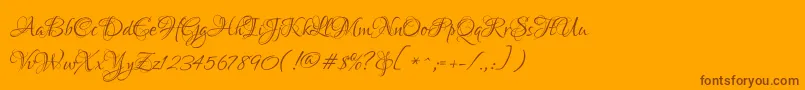 LoversquarrelRegular-Schriftart – Braune Schriften auf orangefarbenem Hintergrund