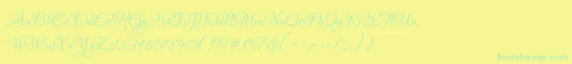 LoversquarrelRegular Font – Green Fonts on Yellow Background