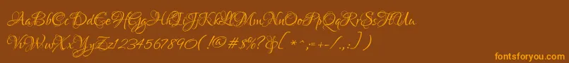 LoversquarrelRegular Font – Orange Fonts on Brown Background