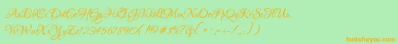 LoversquarrelRegular Font – Orange Fonts on Green Background