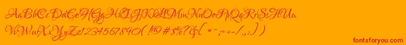 LoversquarrelRegular-Schriftart – Rote Schriften auf orangefarbenem Hintergrund