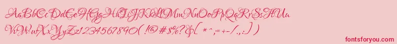 LoversquarrelRegular Font – Red Fonts on Pink Background