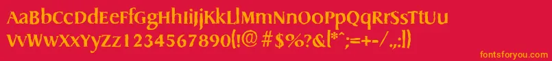 Fonte DragonantiqueBold – fontes laranjas em um fundo vermelho