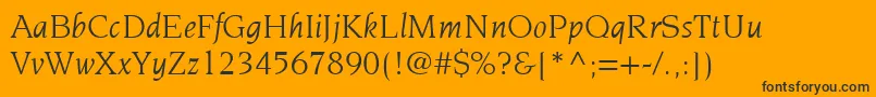 Fonte ItcNovareseLtBookItalic – fontes pretas em um fundo laranja