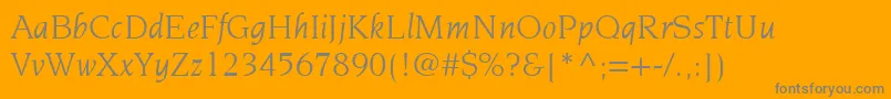 Fonte ItcNovareseLtBookItalic – fontes cinzas em um fundo laranja