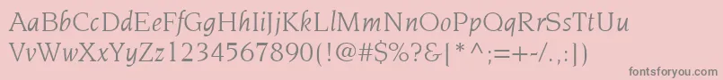 Fonte ItcNovareseLtBookItalic – fontes cinzas em um fundo rosa