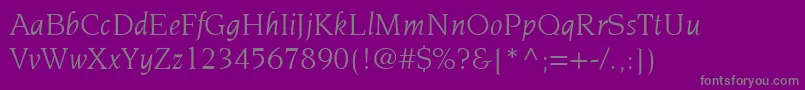 ItcNovareseLtBookItalic-Schriftart – Graue Schriften auf violettem Hintergrund