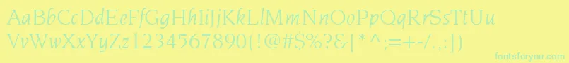 ItcNovareseLtBookItalic-Schriftart – Grüne Schriften auf gelbem Hintergrund