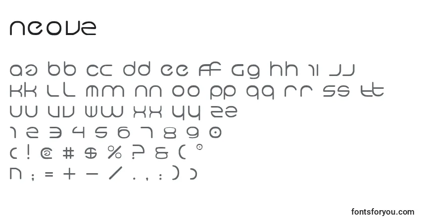 Czcionka Neov2 – alfabet, cyfry, specjalne znaki