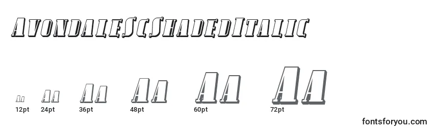 AvondaleScShadedItalic Font Sizes