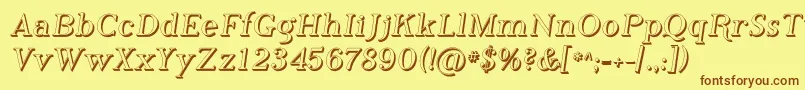 フォントPhosh – 茶色の文字が黄色の背景にあります。