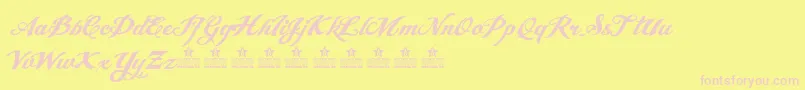 AngelTearsNeuePersonalUse-fontti – vaaleanpunaiset fontit keltaisella taustalla