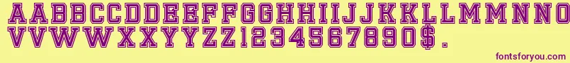 Emilio20 Font – Purple Fonts on Yellow Background